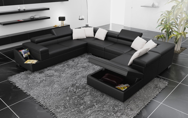 Skórzana sofa sofa kanapa Żywy krajobraz Narożnikowa kanapa Narożnik Ustaw Design Modern U K5006