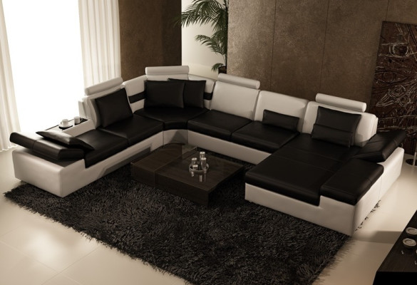 Skórzana sofa sofa kanapa Żywy krajobraz Narożnikowa kanapa Ustaw Design Modern Sofa K5014