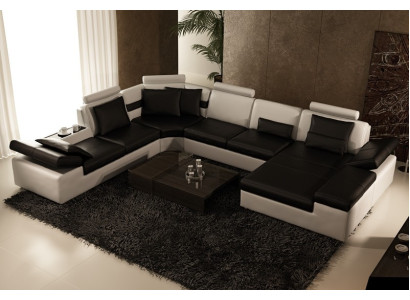 Skórzana sofa sofa kanapa Żywy krajobraz Narożnikowa kanapa Ustaw Design Modern Sofa K5014