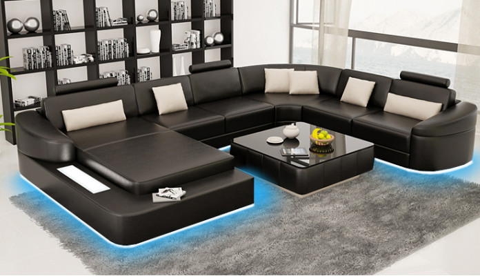 Żywy krajobraz Couch Podkładka Narożnik Ustawić Designerska Sofa Skórzana Duża Sofa Kielich