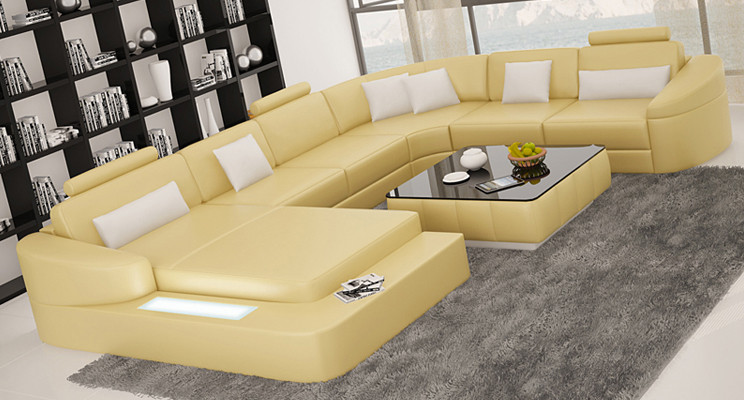 Żywy krajobraz Couch Podkładka Narożnik Ustawić Designerska Sofa Skórzana Duża Sofa Kielich