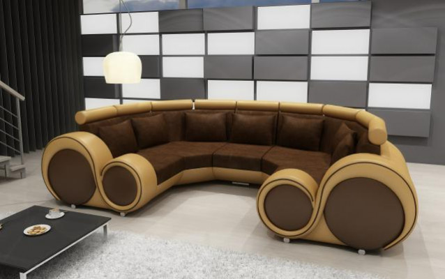 Narożnikowa kanapa Żywy krajobraz U Forma Włókienniczy Big XXL Narożnikowa kanapa Materiał Włókienniczy Sofa Kanapa Nowa