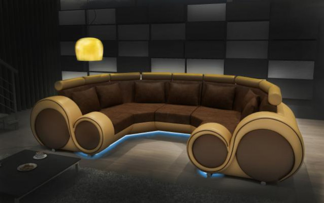 Narożnikowa kanapa Żywy krajobraz U Forma Włókienniczy Big XXL Narożnikowa kanapa Materiał Włókienniczy Sofa Kanapa Nowa
