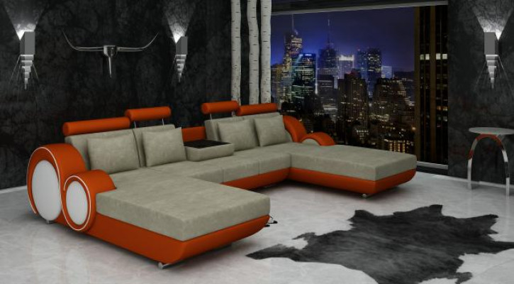 Sofa tekstylna Kształt U Kanapa Narożnikowa kanapa Designerska sofa Ustawić 2 leżaki Sofa materiałowa Berlin