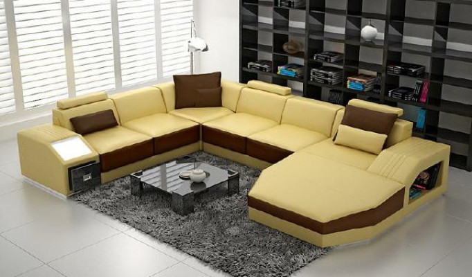 Żywy krajobraz Narożnikowa kanapa Skórzana sofa Sofa Kanapa Podkładka Siedziba Narożnik Ustawić Nowość