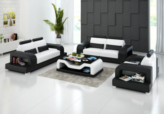 Skórzana sofa kanapa Żywy krajobraz 3+2+1 miejsce do siedzenia + USB Ustawić Design Nowoczesna Sofa