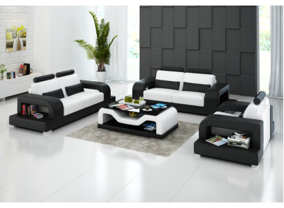 Skórzana sofa kanapa Żywy krajobraz 3+2+1 miejsce do siedzenia + USB Ustawić Design Nowoczesna Sofa