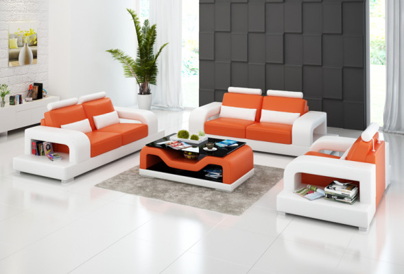 Skórzana sofa kanapa Żywy krajobraz 3+2+1 miejsce do siedzenia + USB Ustawić Design Nowoczesna Sofa