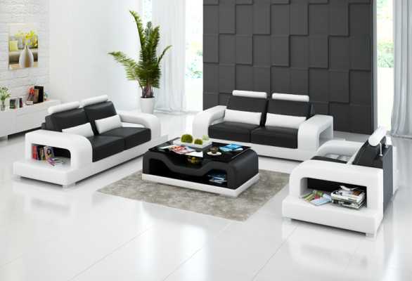 Skórzana sofa kanapa Żywy krajobraz 3+2+1 miejsce do siedzenia + USB Ustawić Design Nowoczesna Sofa