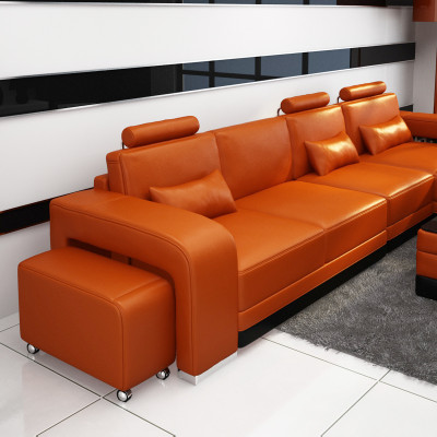 Skórzana sofa kanapa Żywy krajobraz Narożnik kanapa Narożnik Ustaw Design Modern Sofa F3017C