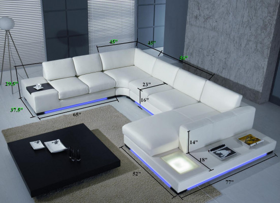 Skórzana sofa kanapa Żywy krajobraz Narożnik kanapa Narożnik Ustaw Design Nowoczesna Sofa z USB