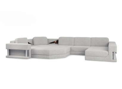 Nowoczesna kanapa Narożnikowa USB LED Podkładka Skóra Design Sofa Ustawić Żywy krajobraz