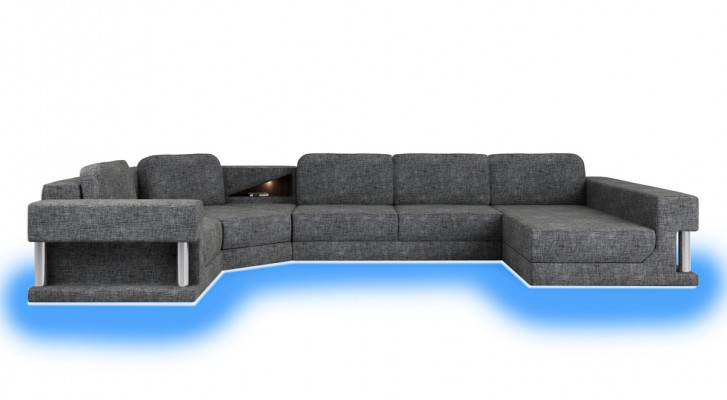 Nowoczesna kanapa Narożnikowa USB LED Podkładka Skóra Design Sofa Ustawić Żywy krajobraz