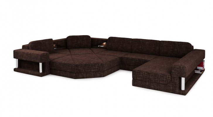 Nowoczesna kanapa Narożnikowa USB LED Podkładka Skóra Design Sofa Ustawić Żywy krajobraz