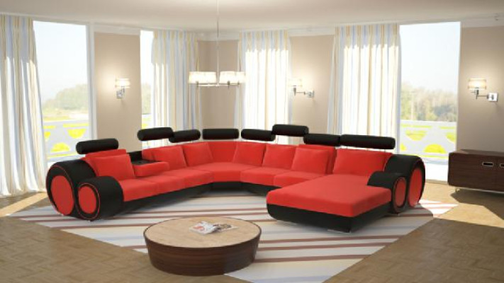 Sofa Designer Żywy krajobraz Kształt U Couch Narożnikowa kanapa z USB Podkładka Ustawić Sofy