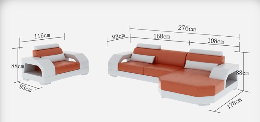 Skórzana sofa kanapa Żywy krajobraz Narożnikowa kanapa + 1 miejsce do siedzenia Ustawić Design Modern G8001E