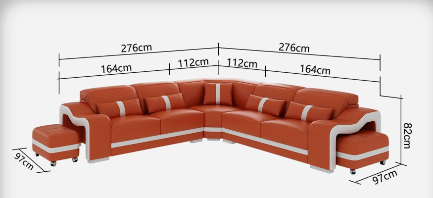 Skórzana sofa kanapa Żywy krajobraz Narożnik kanapa Narożnik Ustaw Design Nowoczesna Sofa z USB