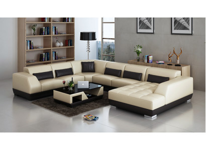 Nowoczesna skórzana sofa kanapa Żywy krajobraz Narożnikowa kanapa wystrój Narożnik Design Ustawić
