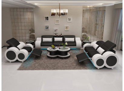Skórzana sofa Kanapa Zestaw sofowy 3+2+1 miejsce do siedzenia Ustawić Design Decor Nowoczesna Sofa