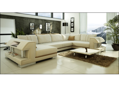 Narożnikowa kanapa Sofa Kanapa Podkładka Projektant Skóra XXL U Shape Sofa skórzana Żywy krajobraz