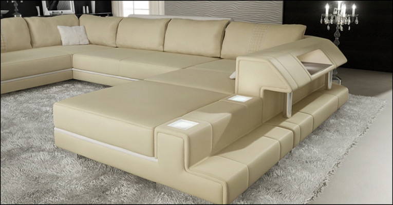 Narożnikowa kanapa Sofa Kanapa Podkładka Projektant Skóra XXL U Shape Sofa skórzana Żywy krajobraz