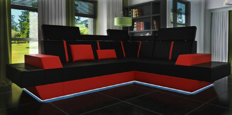 Design skórzana sofa USB Żywy krajobraz Podkładka sofa Narożnikowa kanapa narożnik Wykonane na wymiar