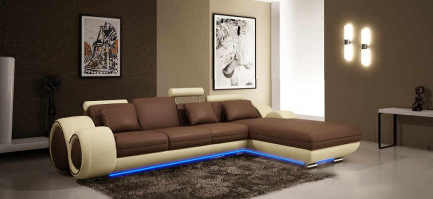 Skórzana sofa z USB Żywy krajobraz Narożnikowa kanapa Narożnik Ustaw Design Modern Sofa A1163E