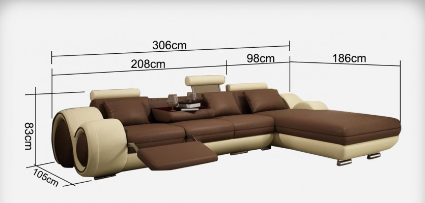 Skórzana sofa z USB Żywy krajobraz Narożnikowa kanapa Narożnik Ustaw Design Modern Sofa A1163E