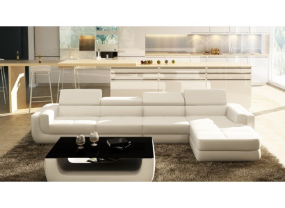 Nowoczesna Narożnikowa kanapa z USB Podkładka Skóra Design Sofa Ustawić Żywy krajobraz Tettau