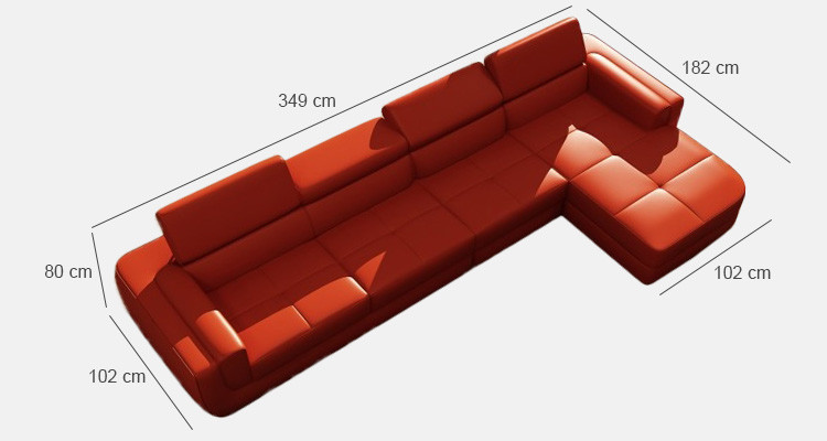 Narożnikowa kanapa skórzana + USB Żywy krajobraz Sofa w kształcie litery L Podkładka Siedziba Narożnik Tettau Czerwony