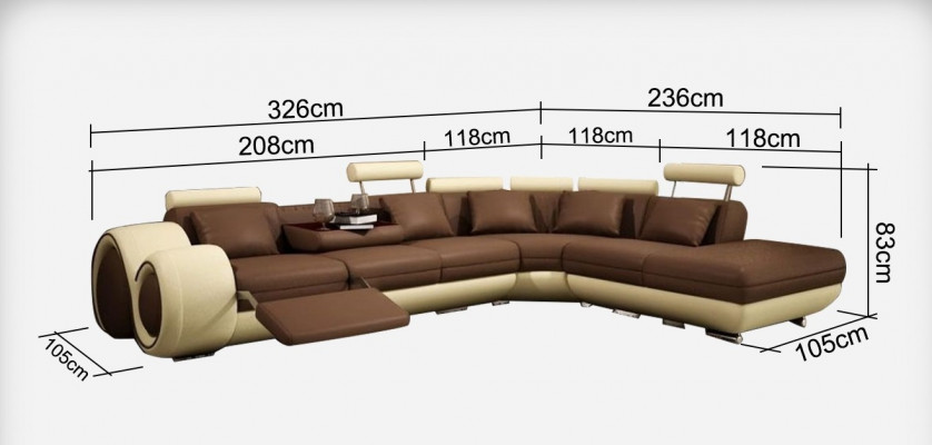 Skórzana sofa z USB Żywy krajobraz Narożnikowa kanapa Narożnik Ustaw Design Modern Sofa A1163C