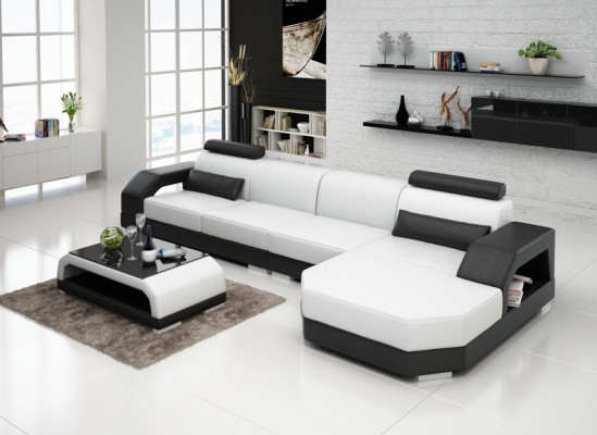 Sofa skórzana + USB Żywy krajobraz Narożnikowa kanapa Narożnik Ustaw Design Couch Sofa Nowość G8001C