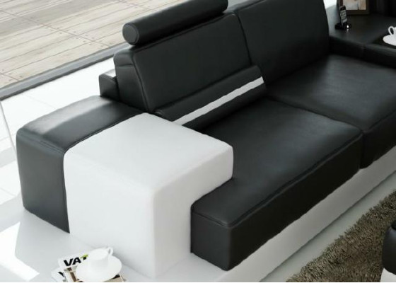 Skórzana sofa Narożnikowa kanapa Sofa z USB Design Siedziba Podkładka Ustawić Żywy krajobraz 2725C