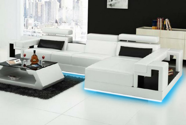 Żywy krajobraz Narożnikowa kanapa Sofa skórzana Sofa + Podkładka USB Siedziba Narożnik Ustawić Nowy 2710B