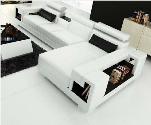 Żywy krajobraz Narożnikowa kanapa Sofa skórzana Sofa + Podkładka USB Siedziba Narożnik Ustawić Nowy 2710B