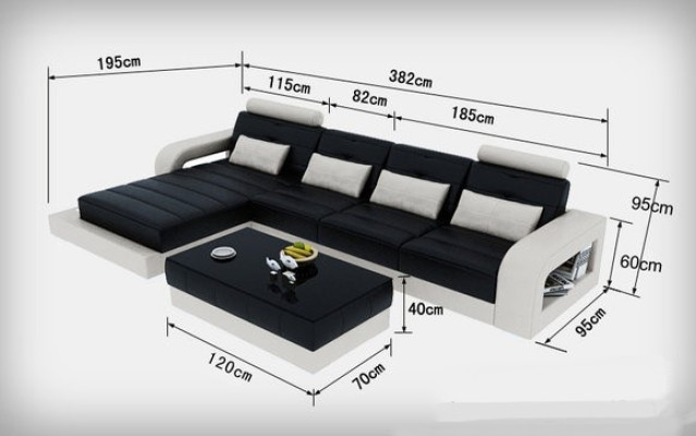 Skórzana sofa z USB Żywy krajobraz Narożnik Ustawić Design Nowoczesna Sofa L-Shape L6008