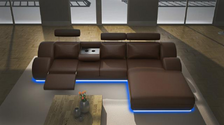 Designerska Sofa Kanapa Podkładka Sofa Skórzana +USB Nowy Ustaw Żywy krajobraz Narożnik