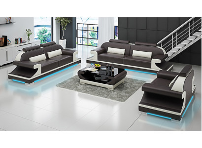 Skórzana sofa Kanapa Żywy krajobraz 3+2+1 miejsce do siedzenia Ustawić Sofa Zestaw sofowy