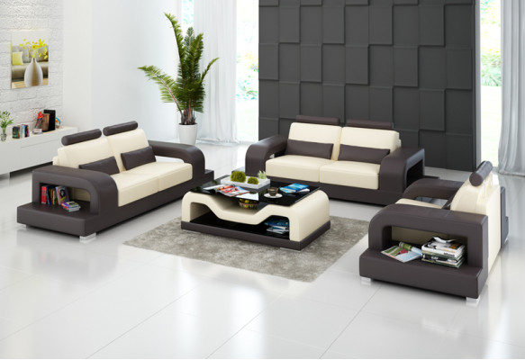 Skórzana sofa kanapa Żywy krajobraz 3+2+1 miejsce do siedzenia Ustawić nowoczesną designerską sofę