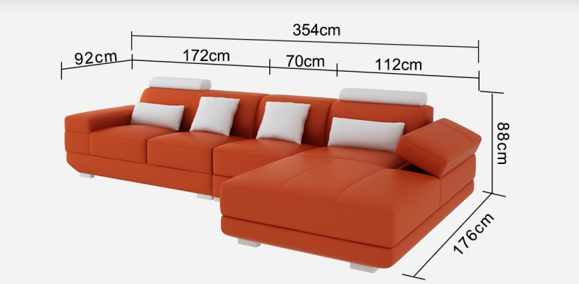 Skórzana sofa kanapa Żywy krajobraz Narożnik kanapa Narożnik Ustaw Design Nowoczesna Sofa z USB