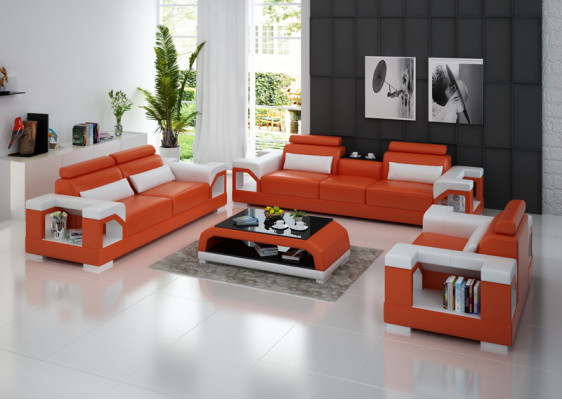 Skórzana sofa kanapa Żywy krajobraz 3+2+1 miejsce do siedzenia Ustawić Design Nowoczesna Sofa na USB