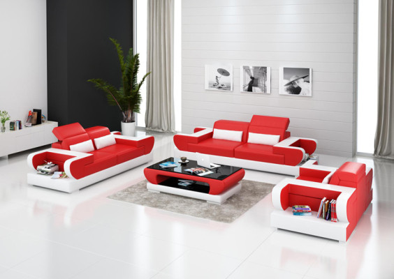 Skórzana sofa kanapa Żywy krajobraz 3+2+1 miejsce do siedzenia Ustawić Design Nowoczesna Sofa na USB