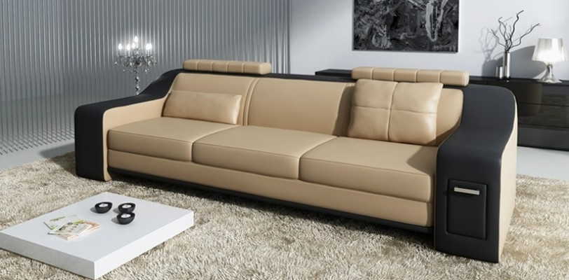 Siedziba Ustawić Sofa Skóra Podkładka 3+2+1 Design Couch Nowoczesne Obcios Sofy USB