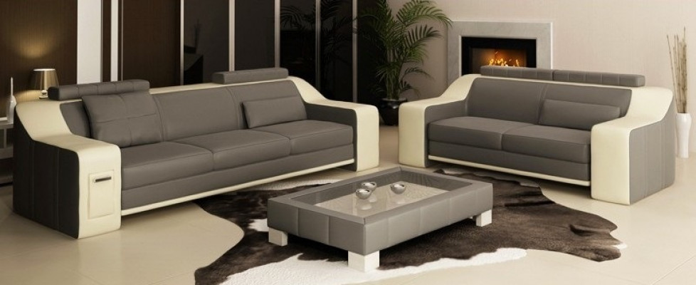 Siedziba Ustawić Sofa Skóra Podkładka 3+2+1 Design Couch Nowoczesne Obcios Sofy USB