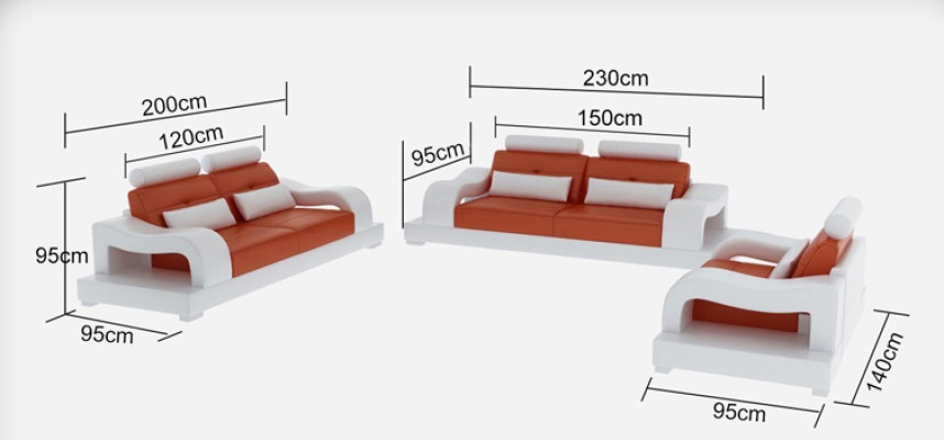 Sofa skórzana Kanapa Zestaw sofowy Żywy krajobraz 3+2+1 miejsce siedzące Ustawić Design Modern G8005D