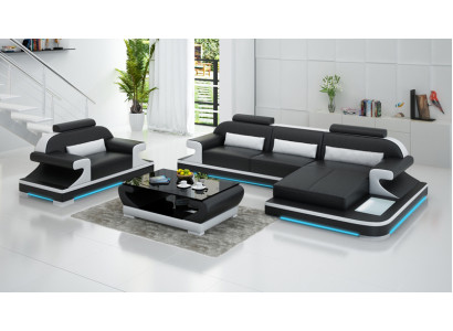 Sofa skórzana Kanapa Żywy krajobraz Narożnikowa kanapa + Fotel Nowy Ustaw Design Sofa G8021E