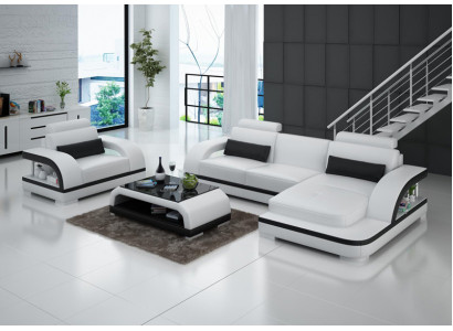 Sofa skórzana kanapa Żywy krajobraz Narożnikowa kanapa + 1-osobowa Ustawić Nowoczesna Sofa G8011E