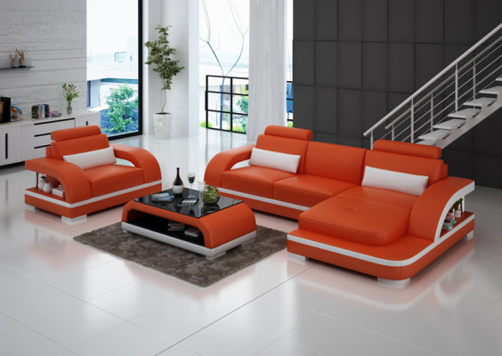 Sofa skórzana kanapa Żywy krajobraz Narożnikowa kanapa + 1-osobowa Ustawić Nowoczesna Sofa G8011E