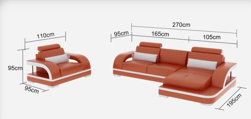 Sofa skórzana kanapa Żywy krajobraz Narożnikowa kanapa + 1-osobowa Ustawić Nowoczesna Sofa G8011E