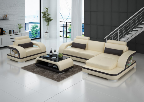 Sofa skórzana kanapa Żywy krajobraz Narożnikowa kanapa + 1-osobowa Ustawić Nowoczesna Sofa G8011E